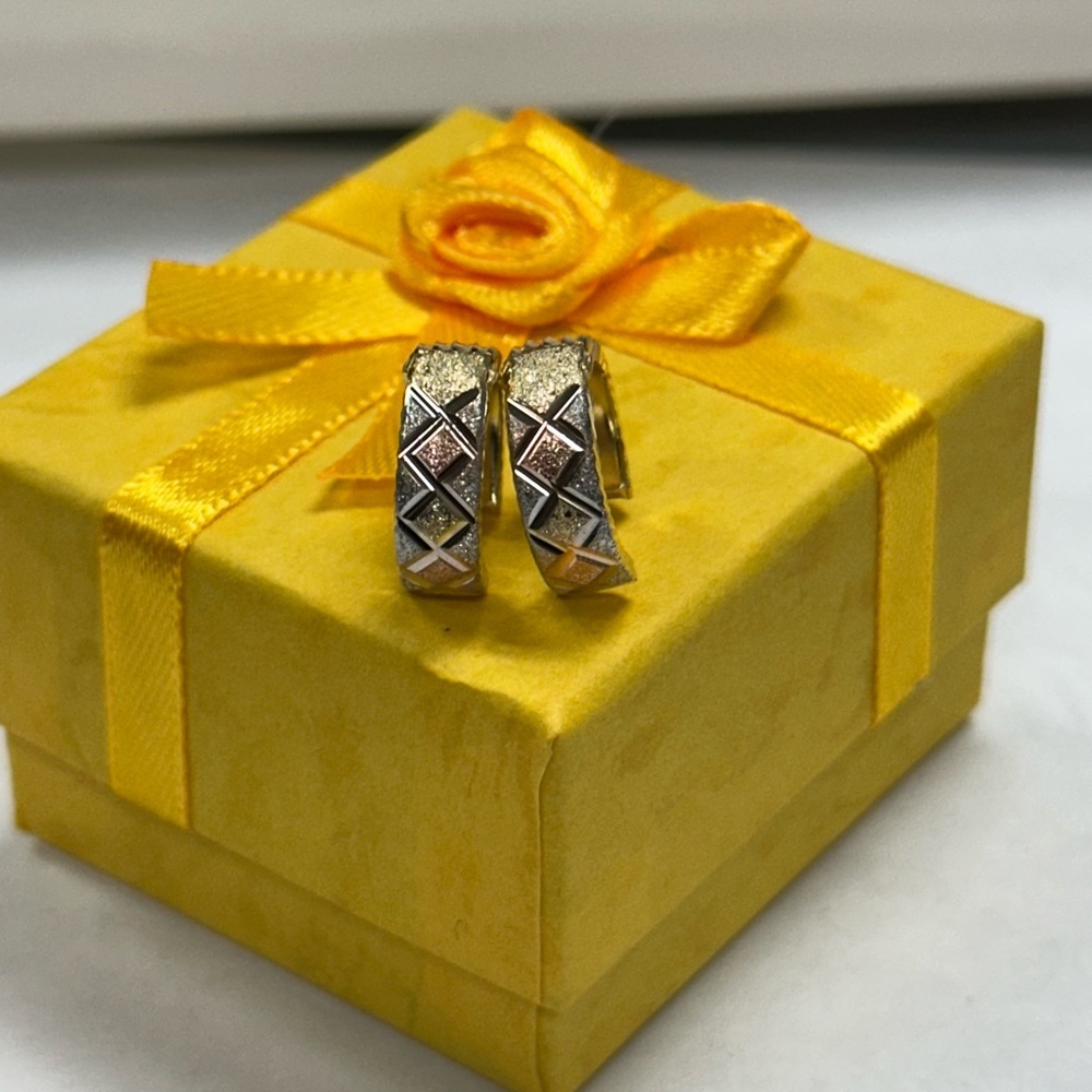 14 kt three tones Rombo  Hoop Earrings - Women Jewelry